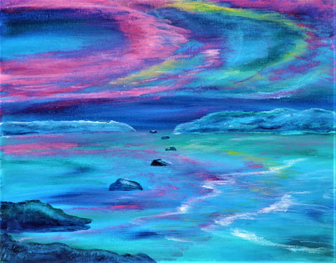 nature's light show acrylic painting kit & video lesson