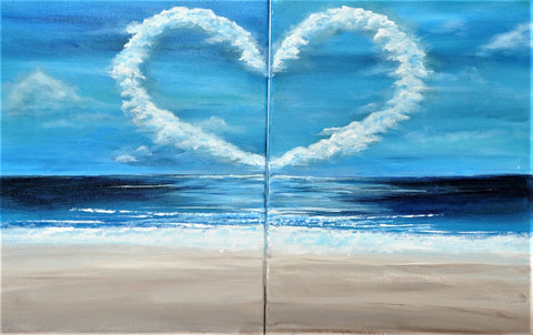 beach love acrylic painting kit & video lesson for one person/two people