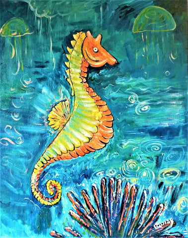 bubbles the seahorse acrylic painting kit & video lesson