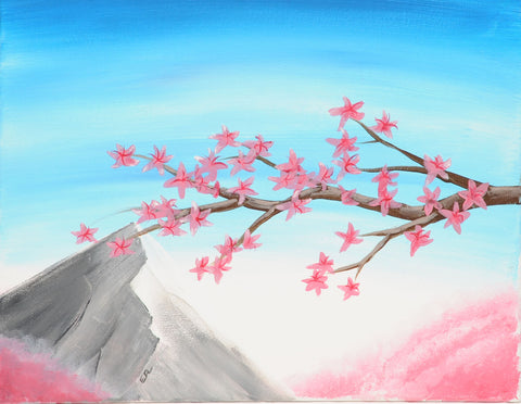 paint & sip kit monthly subscription fuji cherry blossoms