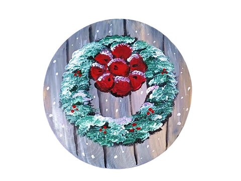 The Christmas Wreath Tabletop Trinket Box Art Painting Kit & Video Lesson