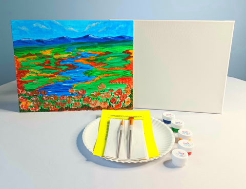 field of poppies acrylic painting kit & video lesson