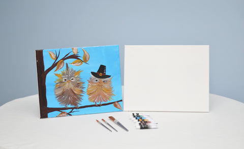 hoot's first thanksgiving acrylic painting kit & video lesson