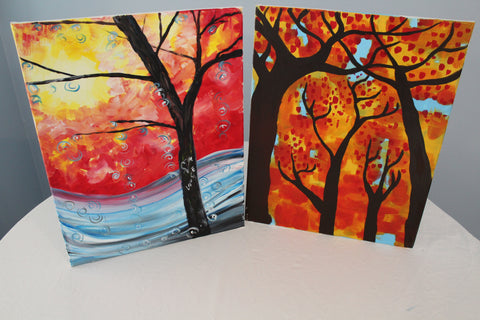 "tree wonder" duo set -  acrylic painting kits & video lesson