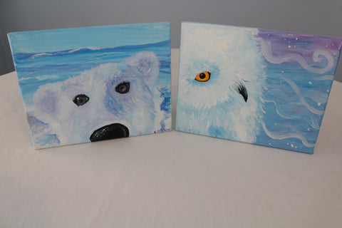 "winter buddies" duo set -  acrylic painting kits & video lesson