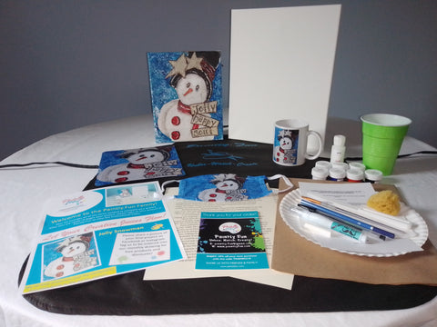 jolly snowman - mixed media paint & sip gift set