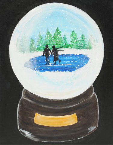 iceskaters' dream snowglobe acrylic painting kit & video lesson
