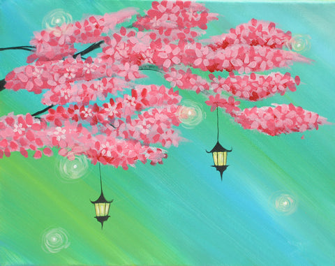 lanterns in bloom acrylic painting kit & video lesson