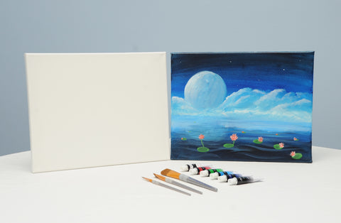 lilies dancing in the moonlight acrylic painting kit  & video lesson