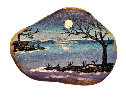 moon river rock art painting kit & video lesson