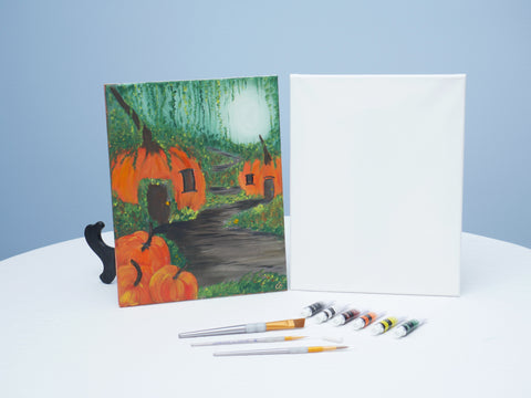 mystical pumpkin village acrylic painting kit & video lesson