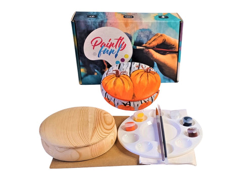 Pumpkin Display Tabletop Trinket Box Art Paint and Sip Kit & Video Lesson