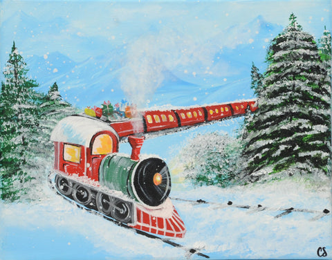 paint by colors -  the winter express acrylic painting kit paint by colors kit